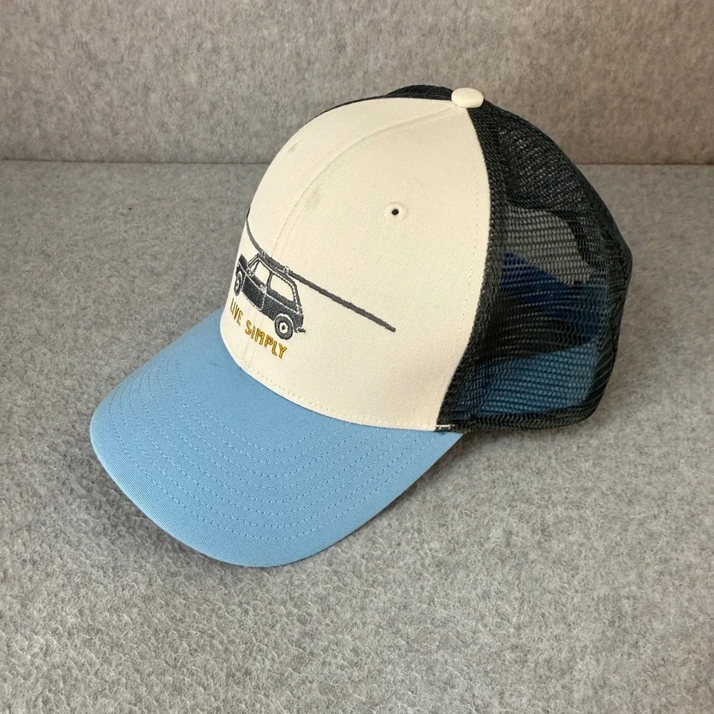 Patagonia Trucker Hat Surfboard Car Live‎ Simply Beige Blue Mesh Cap One Size OS
